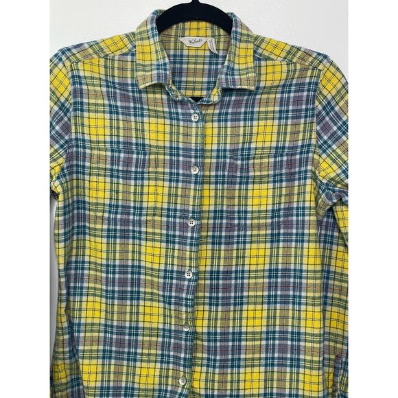 Woolrich Flannel Shirt Button Down Long Sleeve Collared Cotton Yellow Medium - Picture 2 of 11